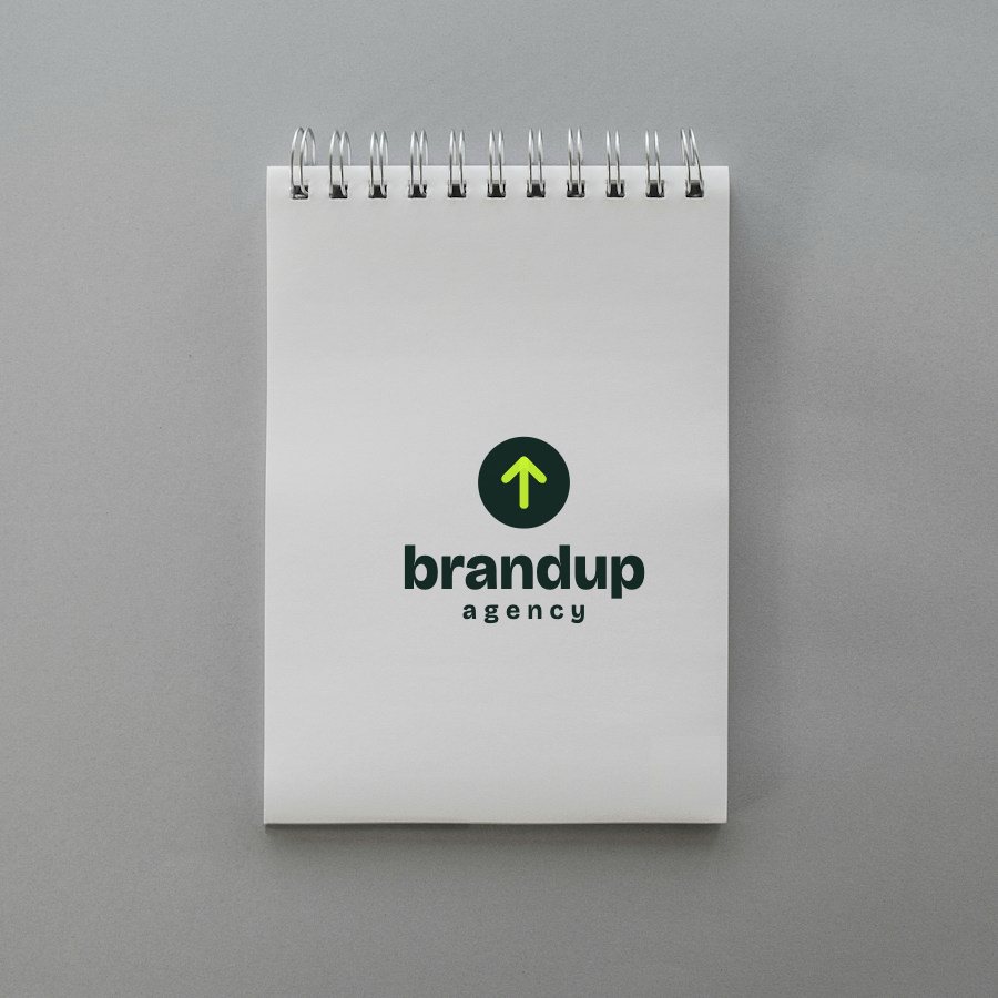Carnet à spirale personnalisé avec le logo brandup agency